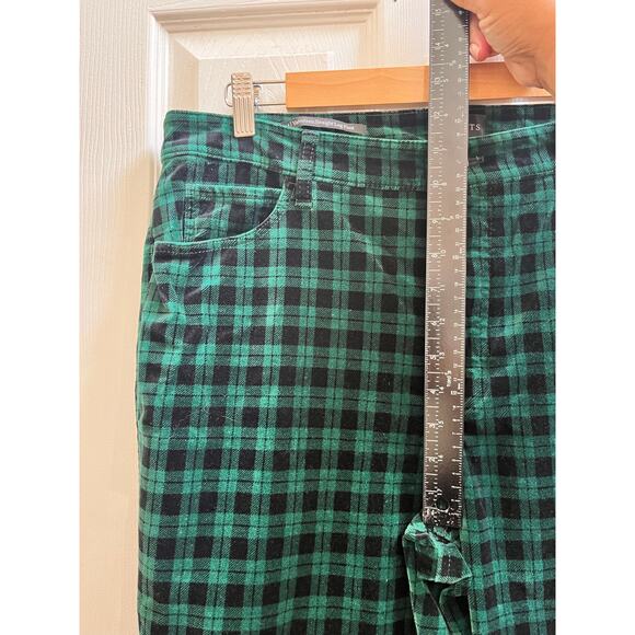 Talbots Size 14 Green Holiday Plaid Velveteen Straight Leg Pant 30 Inch Inseam - Picture 11 of 14